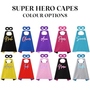 Personalised Superhero Cape & Mask – Custom Flowing Script Name Design | Double-Sided Kids Cape | Dress-Up Gift, Birthday Party Costume