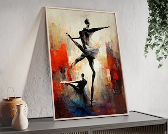 Contemporary Art, Framed Poster, Framed Print, Wall Art, Wooden Frame, Interior Deco, Dance, Abstract, Fine Art Print, Artwork "Ballet No.1"