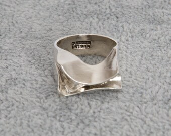 Bague Moderne En Argent 925 Massif - Taille 57, 6,51 G, Créateur Bjorn Lapponia, Occasion Très Bon état