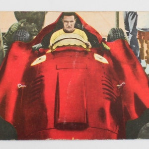 Carlo Ubbiali Motorradrennfahrer auf Peter Collins Ferrari D50 Heinerle Sammelbild im sehr guten Sammlerzustand