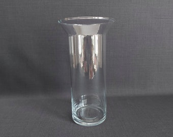 Vintage Formschöne Vase Glas Mundgeblasene aus Kristallglas gefertigt 23 cm