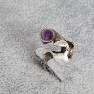 Designer ring, Oly-Design, forged, silver, amethyst violet, size 51 mm / 2 in, France 51 3/4, Germany 16, Italy 10.5, US 5 1/2, UK L, Japan 11