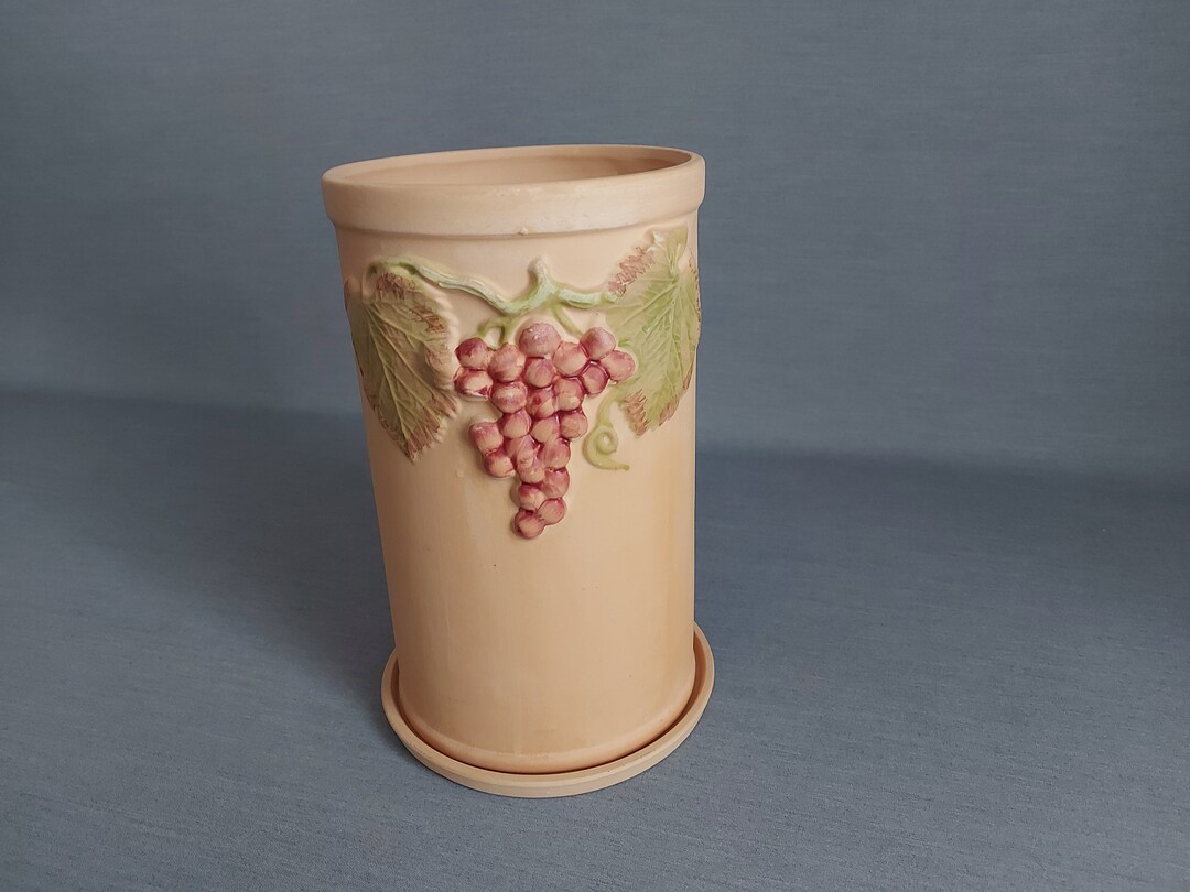 イタリアの花瓶_テラコッタ_地中海_ブドウ_24 cm_9.44 インチ_#000361