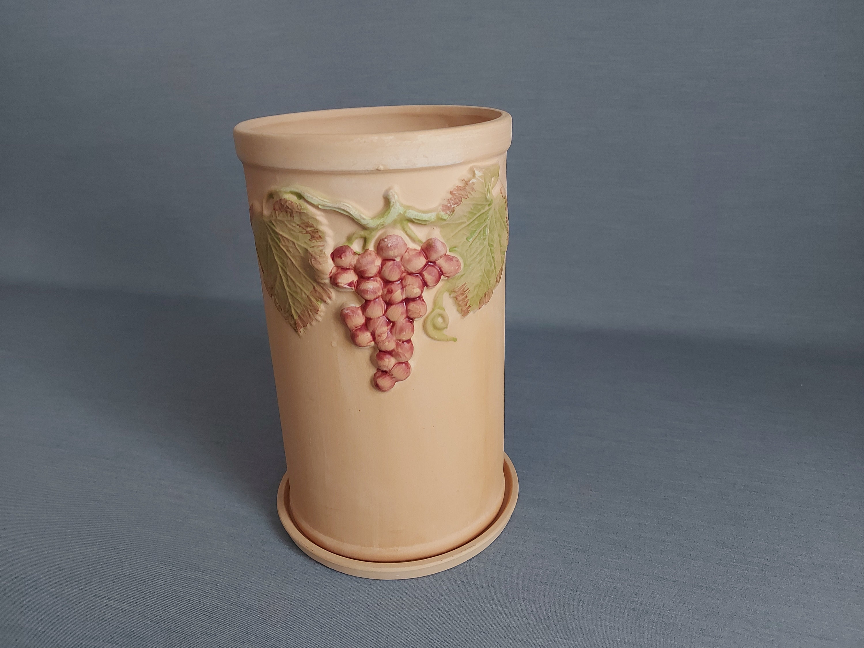 イタリアの花瓶_テラコッタ_地中海_ブドウ_24 cm_9.44 インチ_#000361