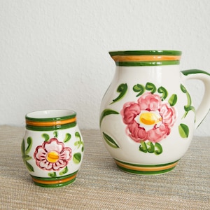 Mediterranean Decoration / Claudio Bernini / Ceramic Set Jug & Mug / Hand Painted