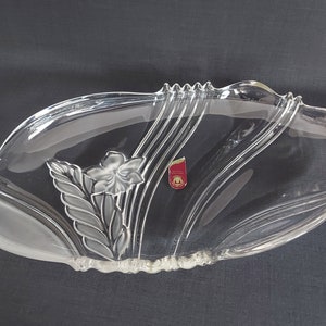 Plato para servir_bandeja para servir_Walther Glas_vintage 80s_crystal glass_handwork_38x21 cm_14.96x8.26 in_plato para servir_tazón para servir