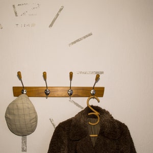60s coat rack, *RESTORED* vintage coat hooks, wall coat rack, cherry wood