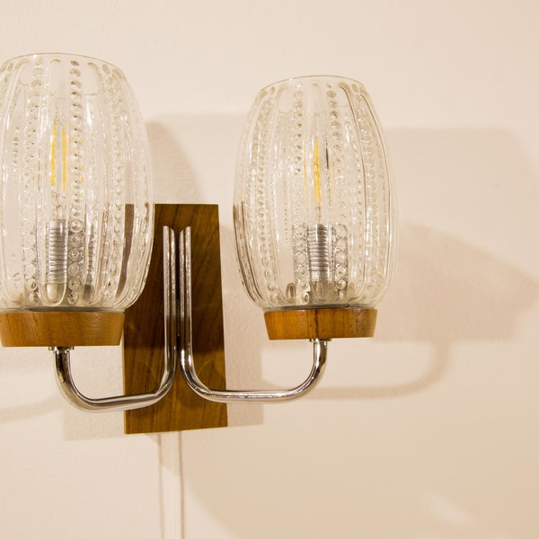 Hustadt Design wall lamp Original 60s Teak Chrome // Hustadt Designer Wandleuchte 60er Wandlampe
