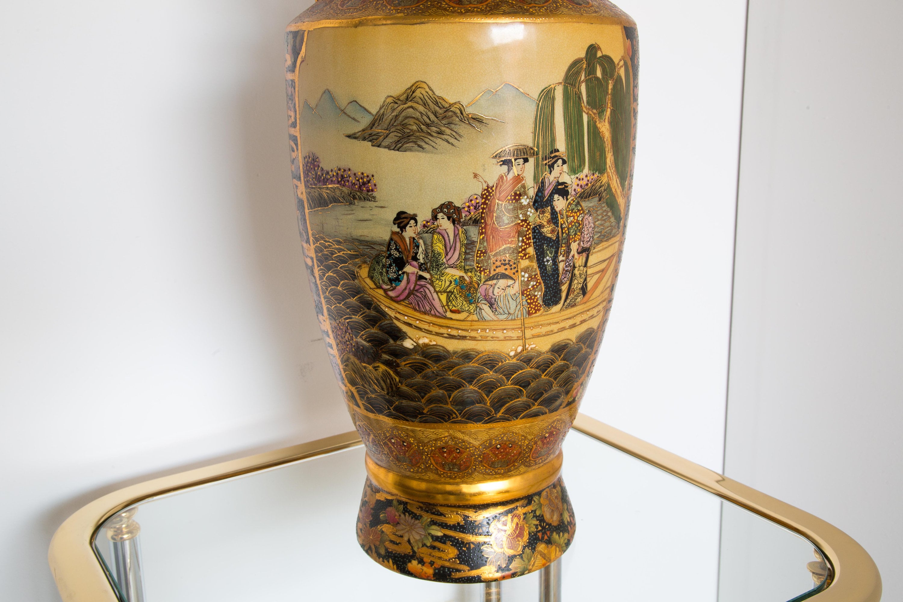 オリジナル薩摩花瓶 60 cm / セラミック磁器 / 手成形手描き金エナメル