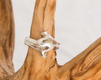 Designer ring, Lapponia Design, wrought iron, 925 silver, size 53 mm, 2 1/8 in, France 54, Germany 17, Italy 13, US 6 1/2, UK N, Japan/China/India 13