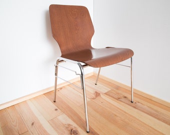 1 of 8 designer brand chair Casala walnut minimalist ergonomic stackable Springy backrest