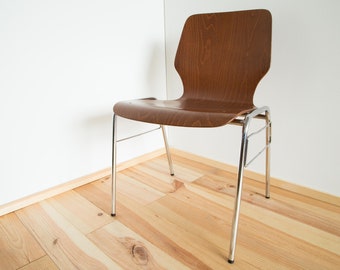 1 of 7 Designer Brand Chair Casala walnut minimalist ergonomic stackable springy backrest