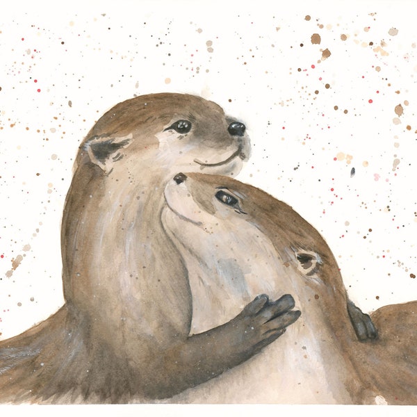 Romantic Card | "Otterly In Love" | Anniversary Card | Valentines Card | Love Card | Cute, Charming Otters | Handwritted & Wax Sealed Option