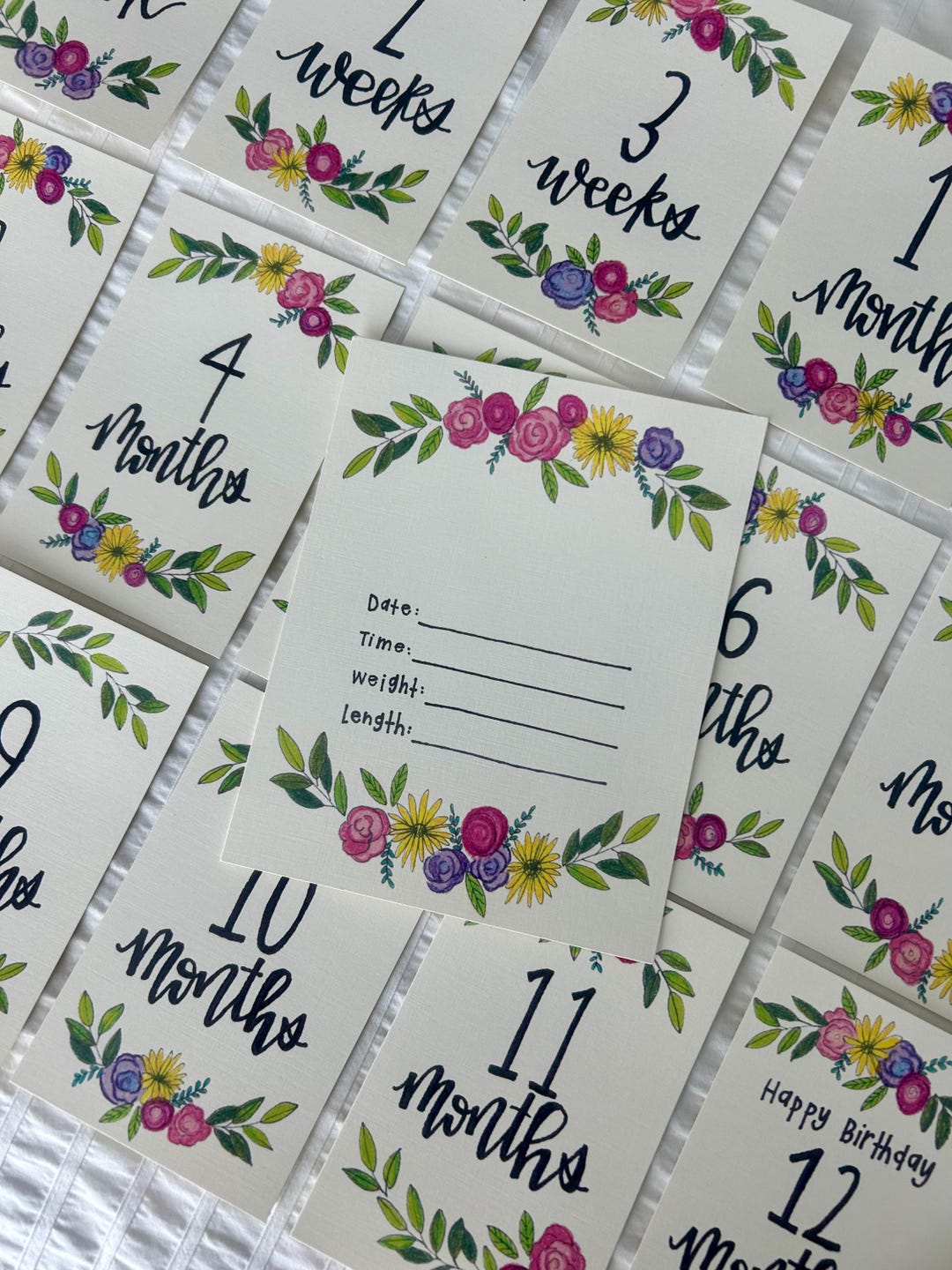Floral Baby Milestone Cards - Etsy