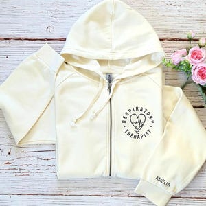 Personalized Respiratory Therapist  Zip Up Woman's Hoodie, RT Gift, 12446