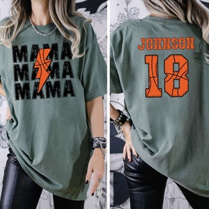 Comfort Colors® Personalized Name And Number Basketball Mama Shirt | Customized Basketball Gameday Tshirt For Mom | 12403