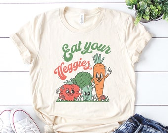 Eat Your Veggies Retro Graphic Shirt | Vegan Shirt | Farmers Market Vegetable Shirt | 12105
