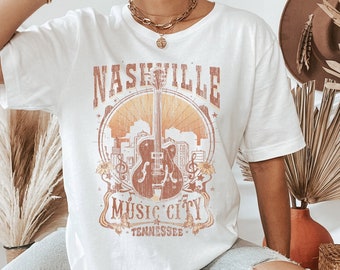  Vintage Nashville Tennessee Music City Retro USA Color Premium  T-Shirt : Clothing, Shoes & Jewelry