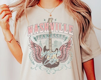 Nashville Tennessee Concert Tshirt | Girls Trip To Nashville Shirt | Guitar And Wings Shirt | Country Music Tee | Festival Top  | 12345
