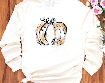 Pumpkin Patch Season Long Sleeve T-Shirt, Autumn Vibes Shirt, 12184