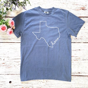 Chemise Comfort Colors® Texas State Home | Carte du Texas à domicile | T-shirt de la fierté du Texas | T-shirt des amoureux du Texas | 12416