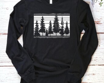 Pine Tree Long Sleeve Shirt | Nature Lover Shirt | Camping Crew Shirt | Adventure Shirt | Camping Lover's Shirt | Outdoor Shirt | 11809