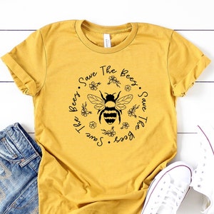 Save The Bees Shirt Conserve Endangered Bees Shirt Animal Lovers Shirt Bee Shirt Nature Life Shirt 11882 Heather Mustard