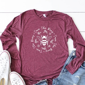 Save The Bees Long Sleeve Shirt | Conserve Endangered Bees Shirt | Animal Lovers Shirt | Bee Shirt | Nature Life Shirt | 11882