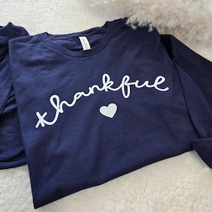 Thankful Long Sleeve Shirt, Soft Cotton Fabric Fall T-Shirt, 9621