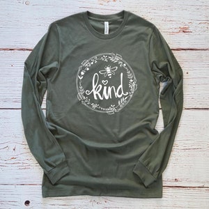 Be Kind Long Sleeve Shirt: Bee & Floral Graphic Tee