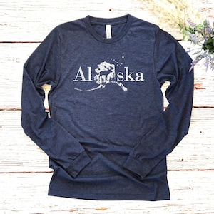 Chemise à manches longues Alaska | d'état de carte de l'Alaska | de voyage pour les amoureux de l'Alaska | chemise de vacances en Alaska | 12082