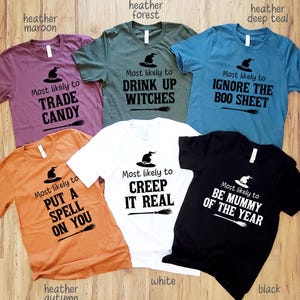 Funny Matching Halloween Shirts for Groups, Custom Witch & Halloween Sayings Tshirts, 136