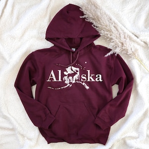 Alaska Hooded Sweatshirt | Alaska Map State Hoodie | Alaska Lovers Travel Hoodie | Alaska Vacation Sweatshirt | 12082