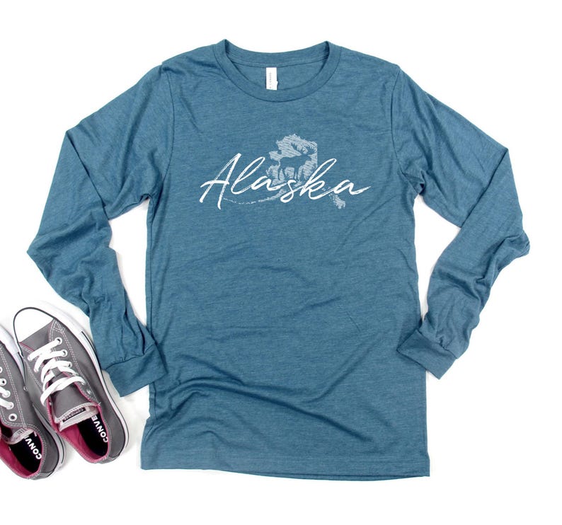 Alaska Map Long Sleeve Shirt, Alaska Travel Souvenir Tee, 103 - Etsy