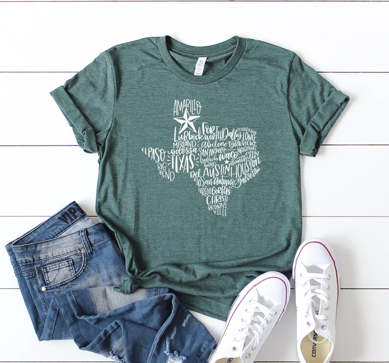 Texas Shirt | Texas Map Shirt | Texas Cities Shirt | Texas Pride Shirt | Texas Home Shirt | 11848 