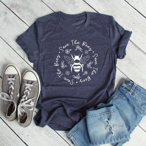 Save The Bees Shirt Conserve Endangered Bees Shirt Animal Lovers Shirt Bee Shirt Nature Life Shirt 11882 Heather Navy