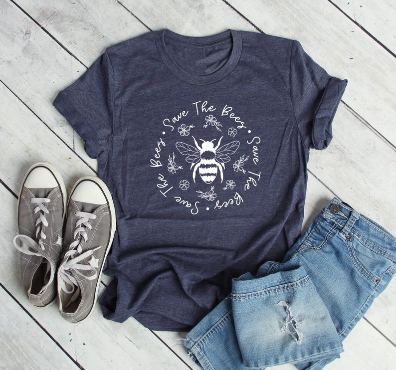 Save The Bees Shirt Conserve Endangered Bees Shirt Animal Lovers Shirt Bee Shirt Nature Life Shirt 11882 Heather Navy