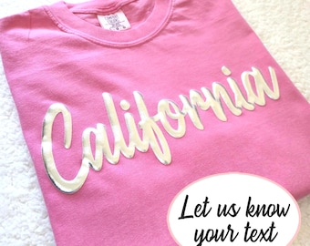 Comfort Colors® Colors Shirt, Metallic Puff Print, Personalized Text, 101