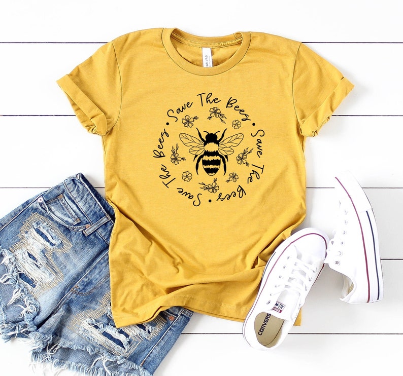 Save The Bees Shirt Conserve Endangered Bees Shirt Animal Lovers Shirt Bee Shirt Nature Life Shirt 11882 Heather Mustard