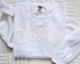 Custom Puff Lettering Dog Mom Sweatshirt, Personalized Dog Name Sleeves