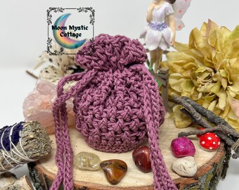 Mauve Crystal Pouch, Dice Bag, Small Pouch, Small Bag for Stones, Runes Pouch, Bag for Crystals, Small Ren Fest Bag, Mauve Pink Pouch