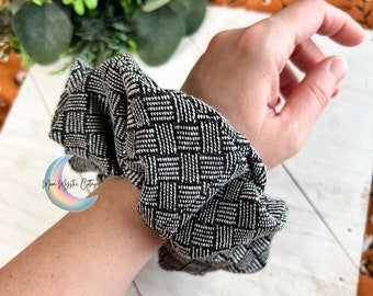 Black Scrunchie, Black and White Scrunchie, Jumbo Scrunchie, Neutral Scrunchie, Handmade Scrunchie, Hair Accessory, Large Scrunchie