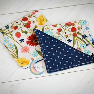 Floral Fabric Corner Bookmark: Navy Blue Book Lover Gift