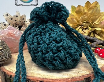 Crystal Pouch, Dice Bag, Teal Pouch, Small Bag for Stones, Runes Pouch, Bag for Crystals, Small Ren Fest Bag