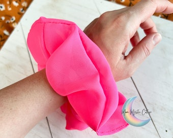 Hot Pink Scrunchie, Jumbo Scrunchie, Chiffon Pink Scrunchie, Large Scrunchie, Pink Scrunchie, Hot Pink Hair Tie, Pink Scrunchies