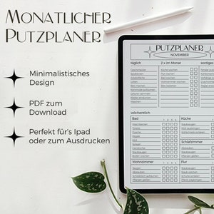 Minimalist, monthly cleaning plan for download, German