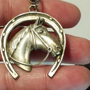 Beautiful Vintage Pewter Horse Head Pendant Necklace  30.00