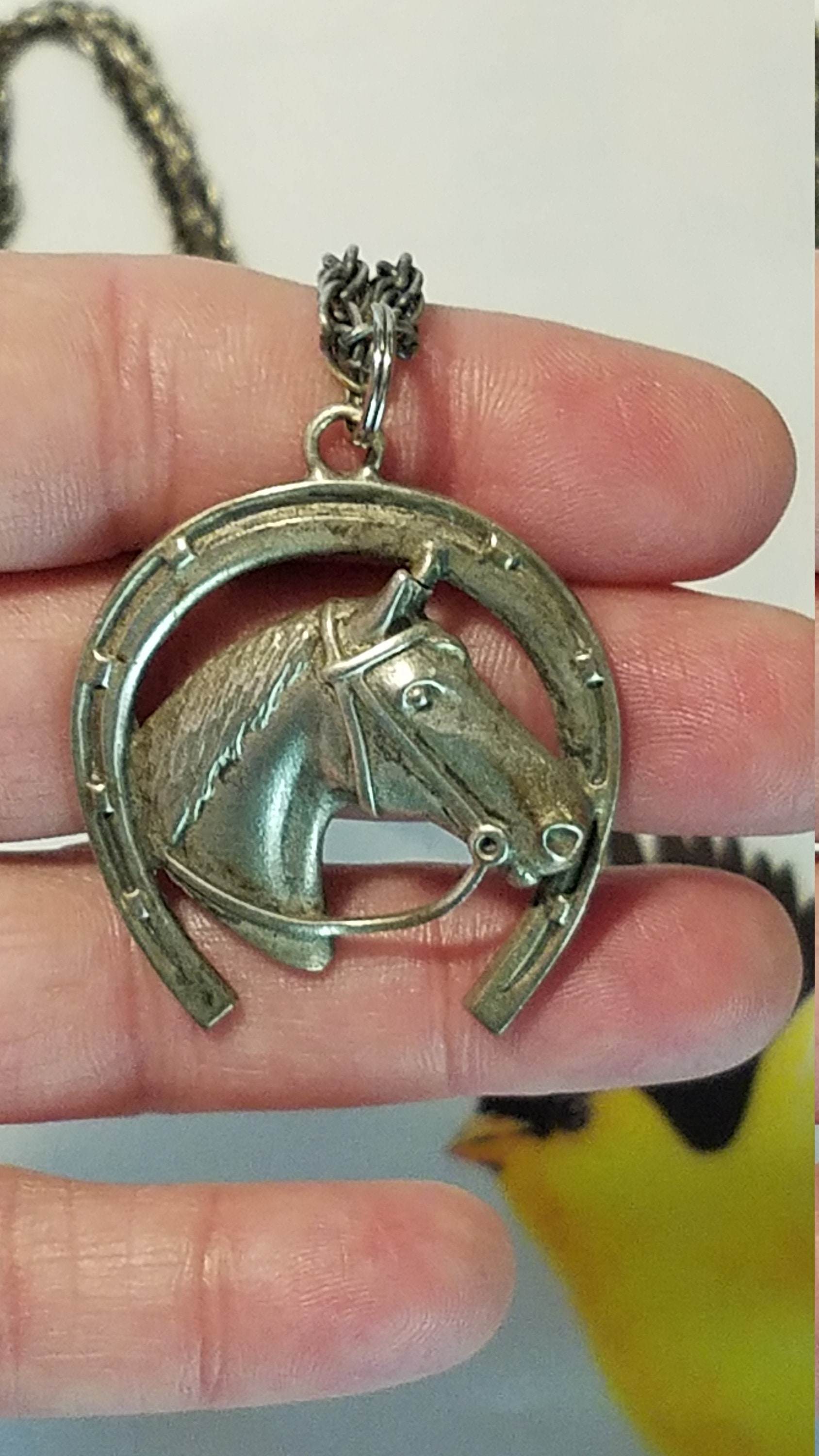 Beautiful Vintage Pewter Horse Head Pendant Necklace 30.00