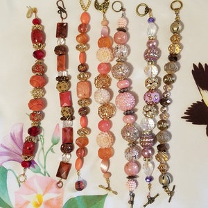 Beautiful Red, Coral, Pink, Lavender and Taupe Bracelets 15.00 to 25.00 each