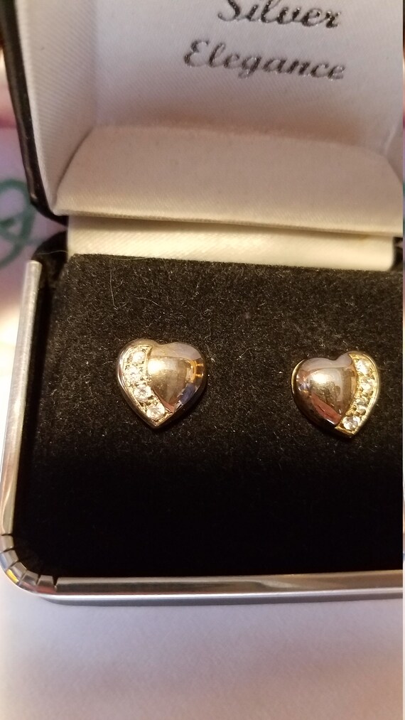 Vintage Sterling Silver Puffed Heart Earrings with